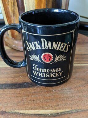 Jack Daniels Tennessee Whiskey, Black Handled Ceramic mug, Cup, Made in China